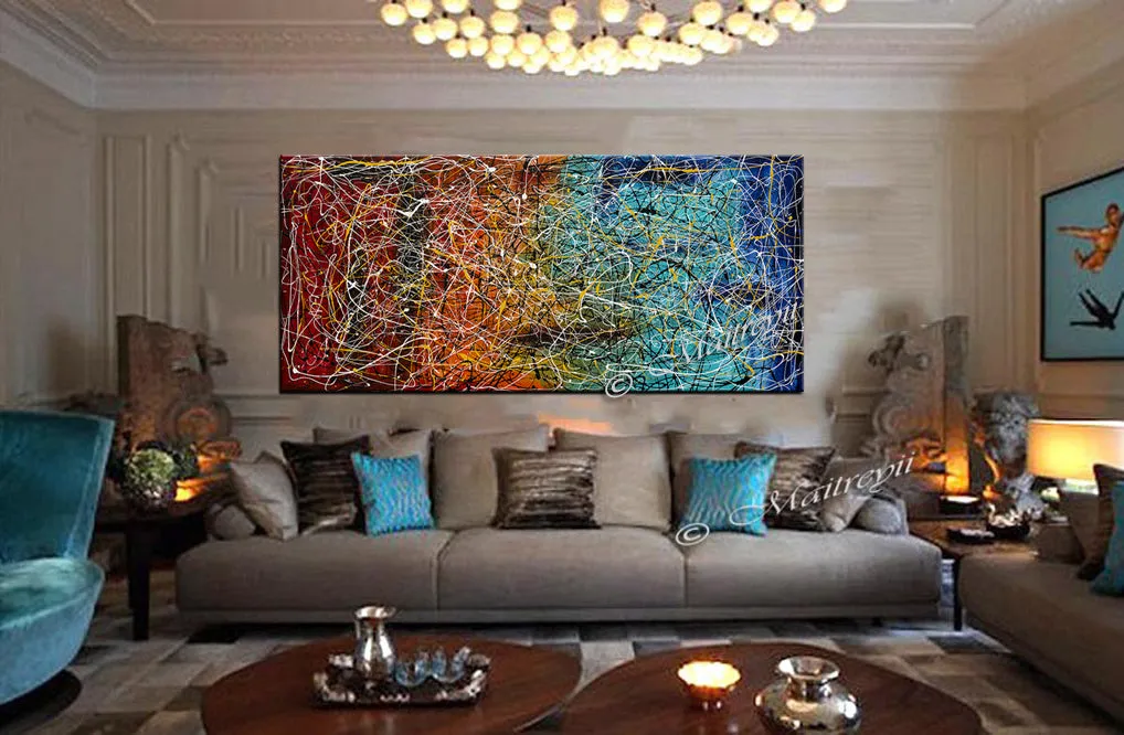 Jackson Pollock Style | Abstract artwork large oil painting on canvas luxury Homes - Vintage Beauty 20