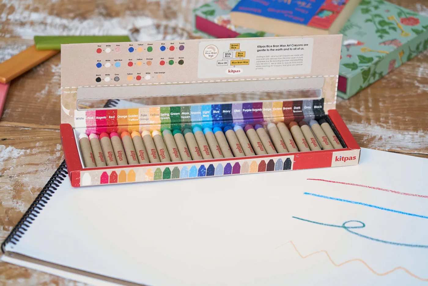 Kitpas Medium 24 Coloured Rice Wax Crayons