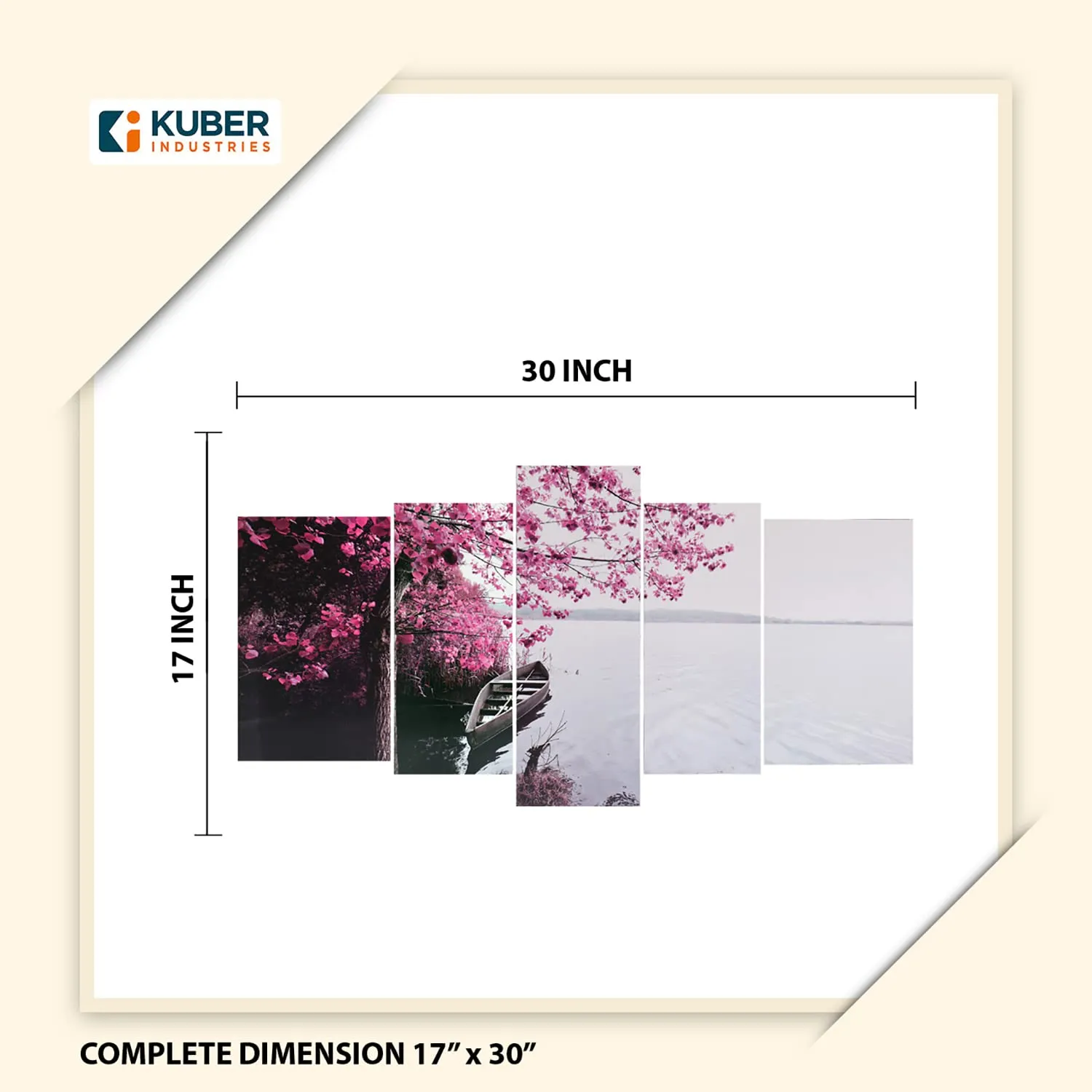 Kuber Industries Wall Paintings | MDF Wooden Wall Art for Living Room | Flower Scenery Wall Sculpture |Painting for Bedroom | Office | Hotels | Gift | 1730KIM3 |5 Piece Set| Pink