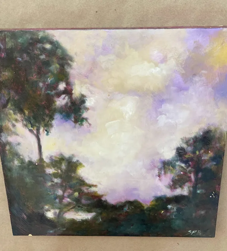 Landscape Oil Painting | Wood Painting Panel | Gallery Wall Art | Marsh Painting | Oak Tree Art | Housewarming Gift | Modern Impressionist