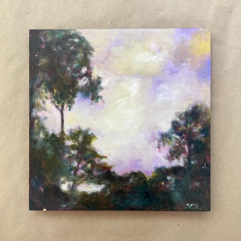 Landscape Oil Painting | Wood Painting Panel | Gallery Wall Art | Marsh Painting | Oak Tree Art | Housewarming Gift | Modern Impressionist