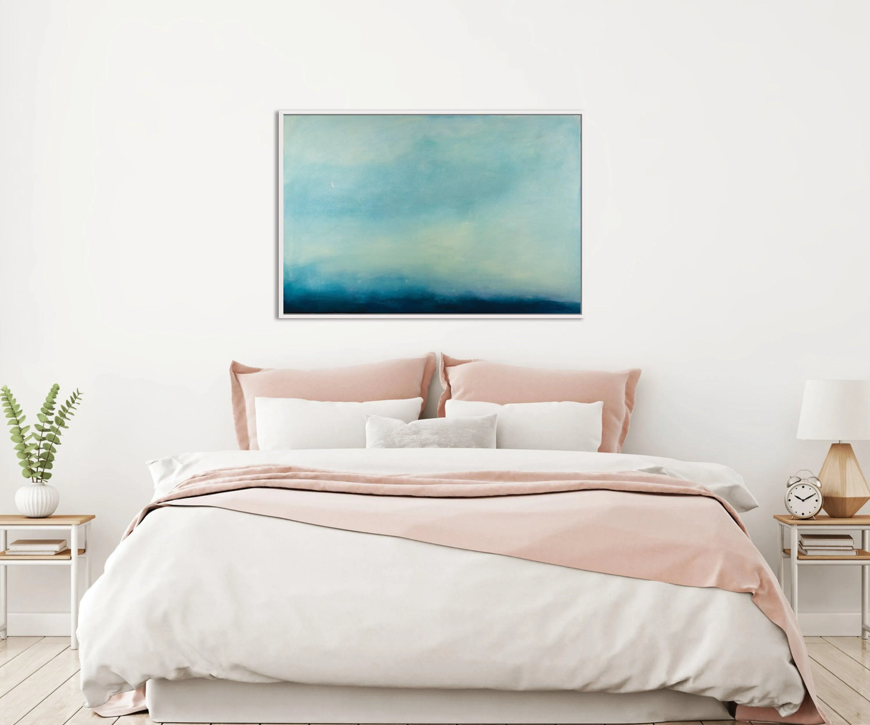 Landscape original painting Light blue ocean cloud painting tale seascape painting on canvas by Camilo Mattis