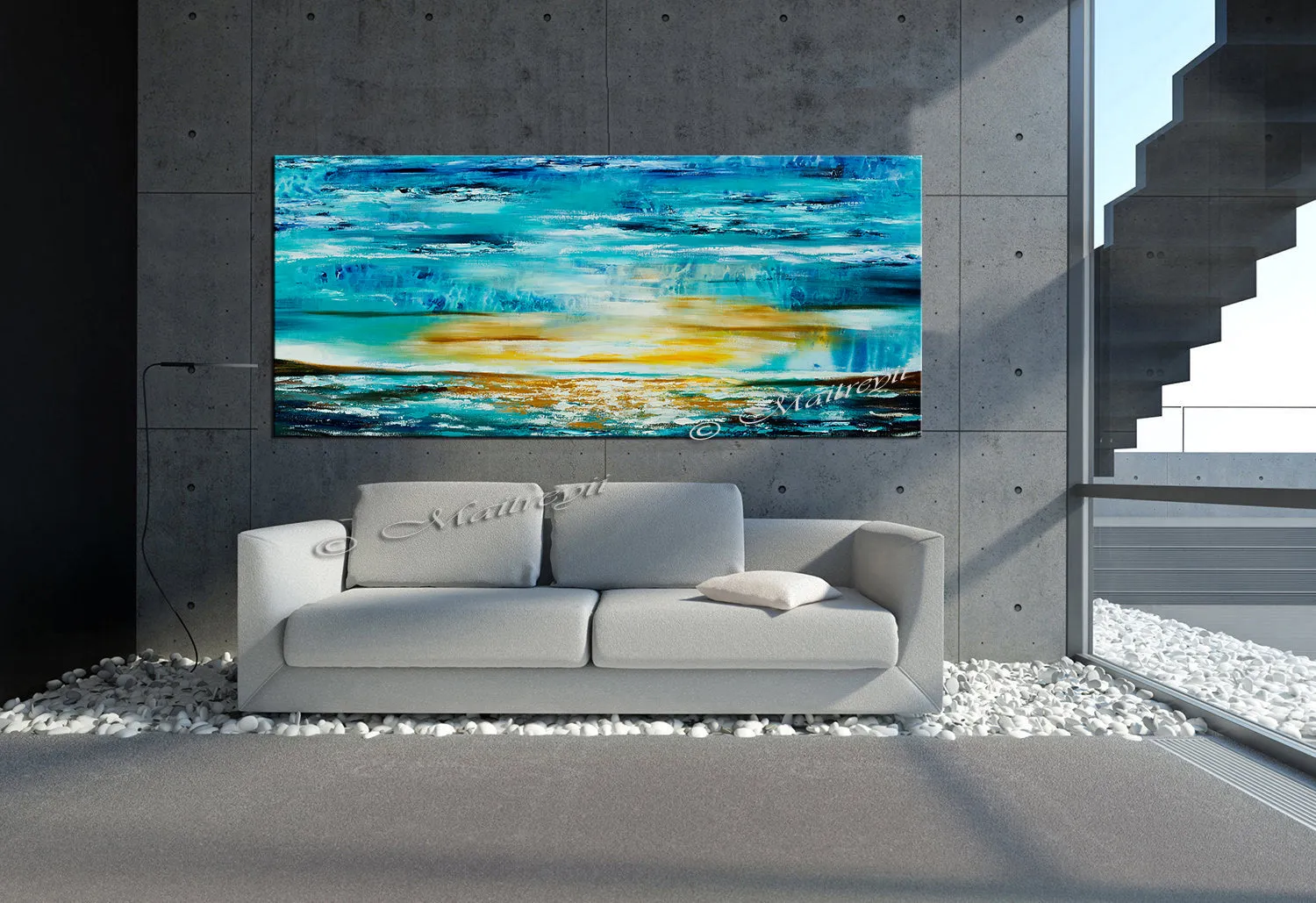 Large Ocean Art Oil Painting on Canvas Modern Wall Art Seascape - Ocean Journey 16