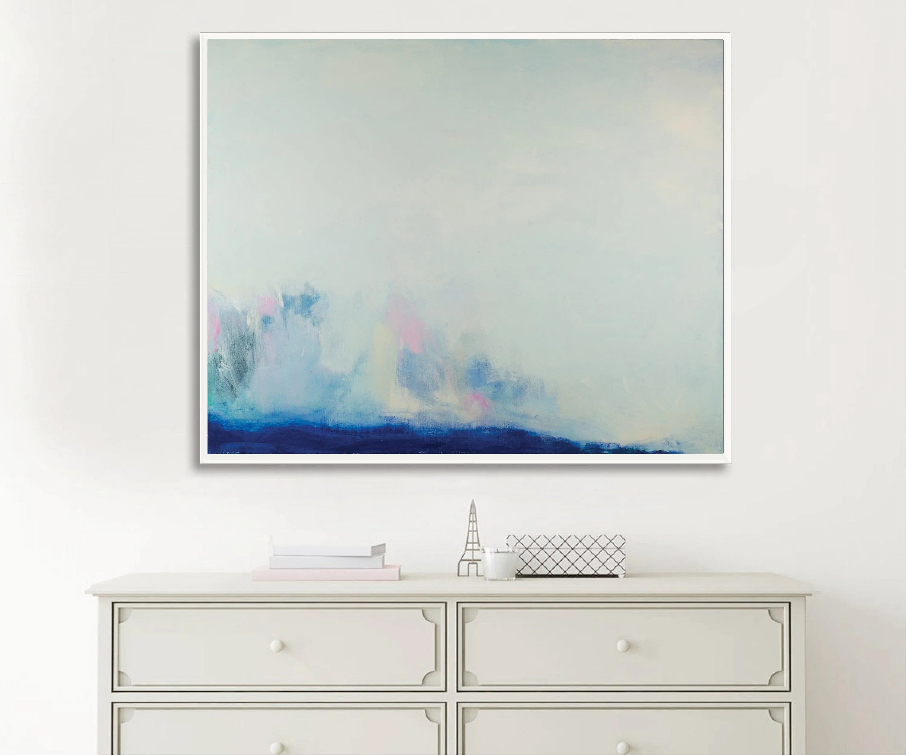 Light blue ocean cloud painting tale landscape original painting seascape painting on canvas by Camilo Mattis