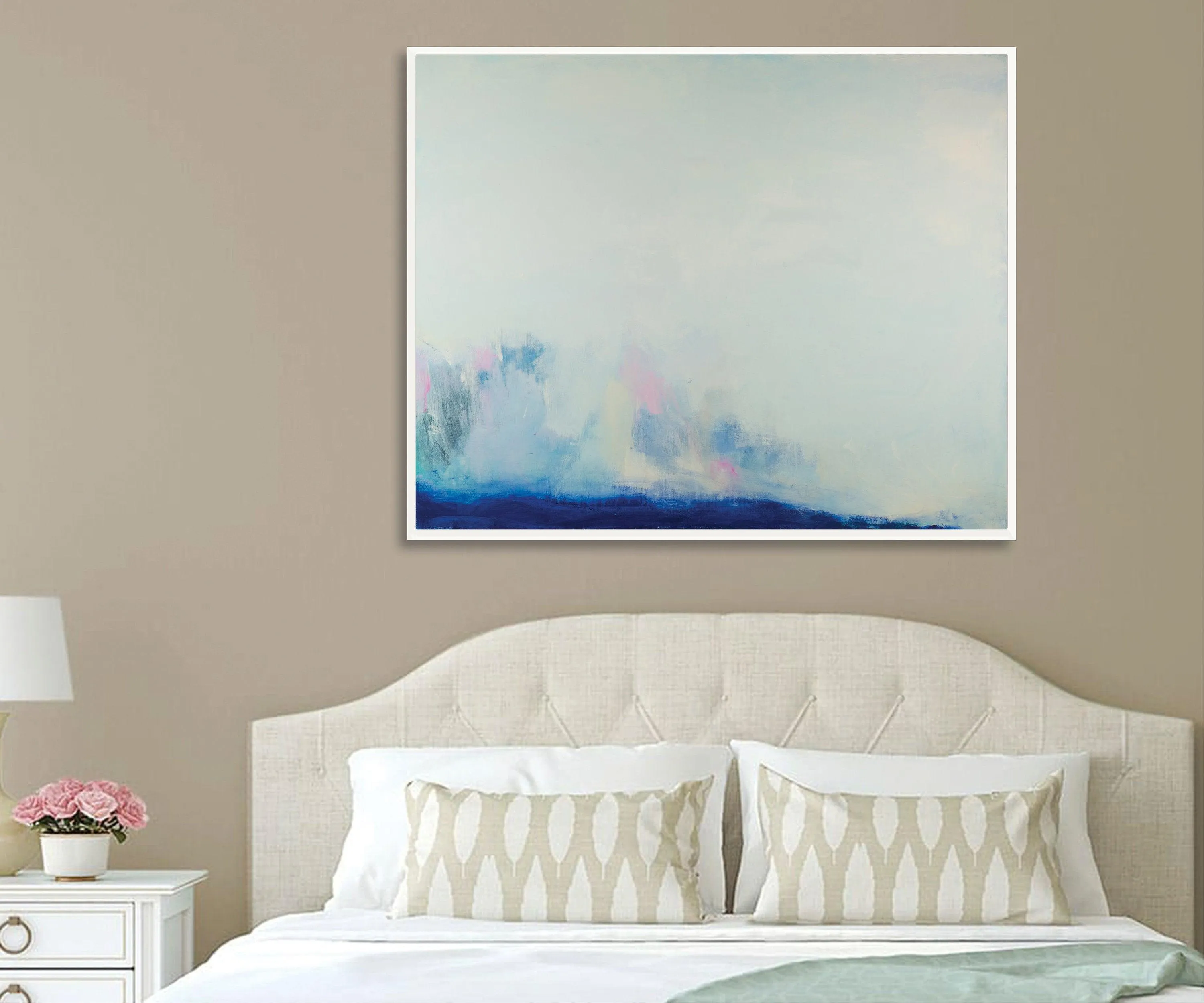 Light blue ocean cloud painting tale landscape original painting seascape painting on canvas by Camilo Mattis