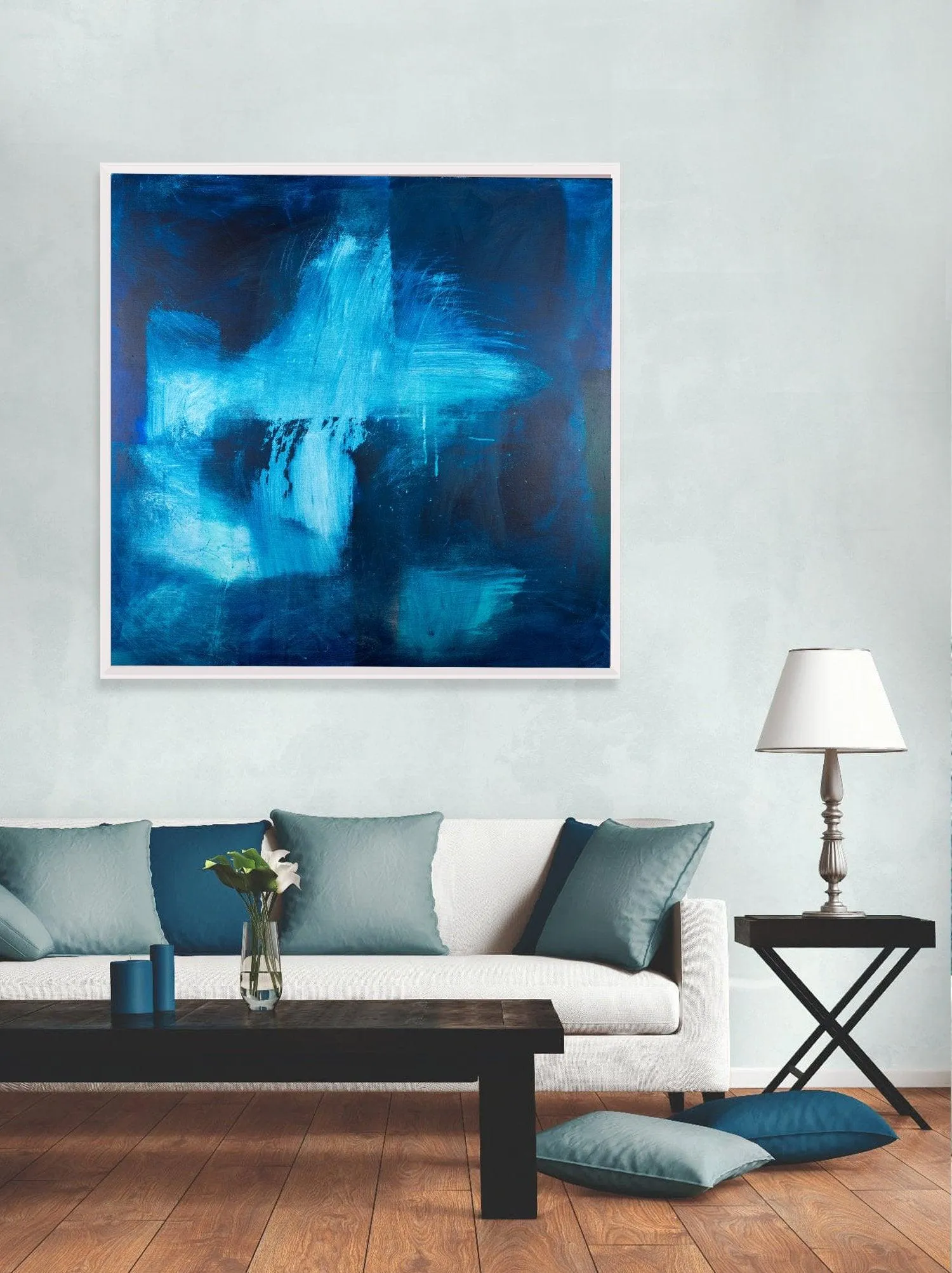 Navy Blue large wall art / Blue Modern Art / Contemporary Art / Large Blue Abstract Art / blue minimalist art