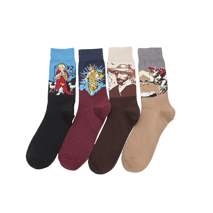 Oil Painting Portrait Series Socks