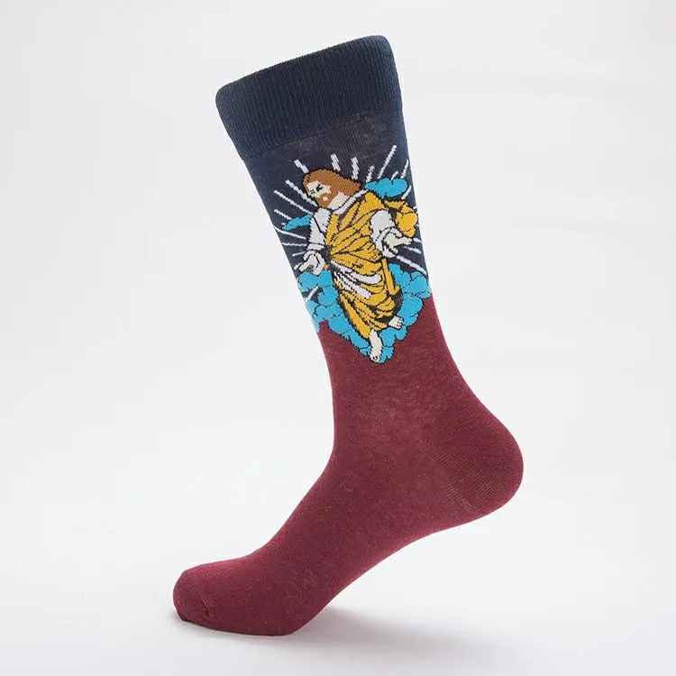 Oil Painting Portrait Series Socks