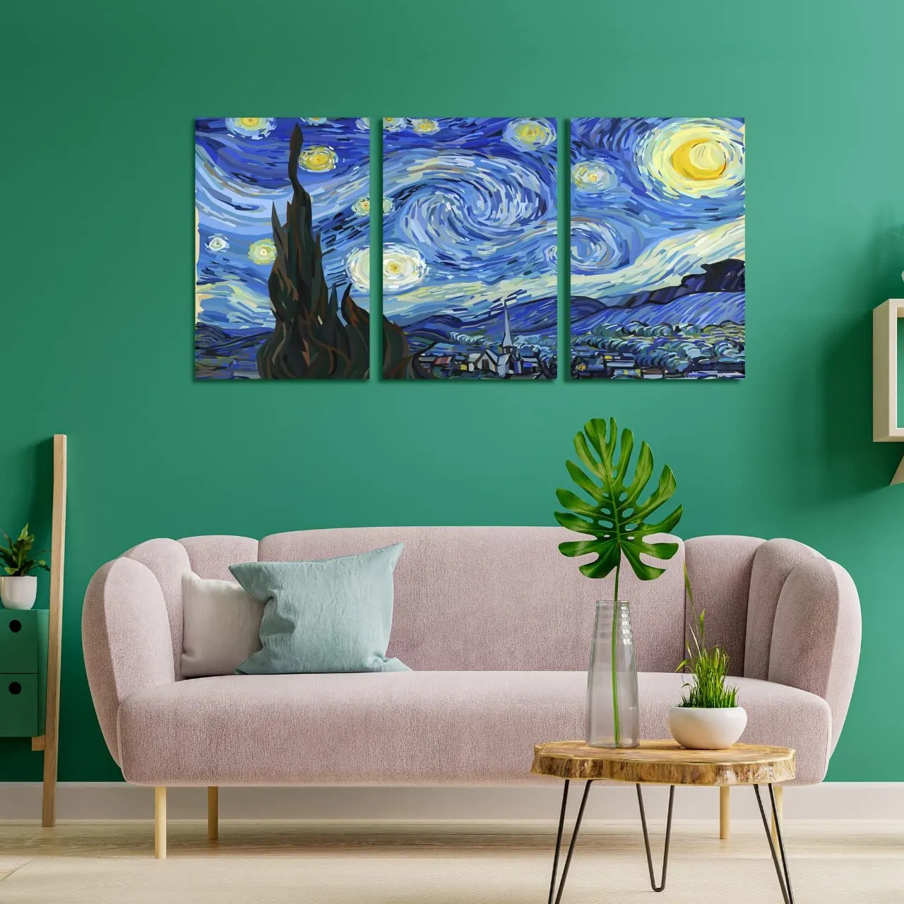 PAPER PLANE DESIGN Multiple Frames Wall Art Panels Frame Canvas painting Modern Wall Art (STARRY NIGHT)