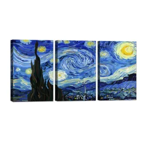 PAPER PLANE DESIGN Multiple Frames Wall Art Panels Frame Canvas painting Modern Wall Art (STARRY NIGHT)