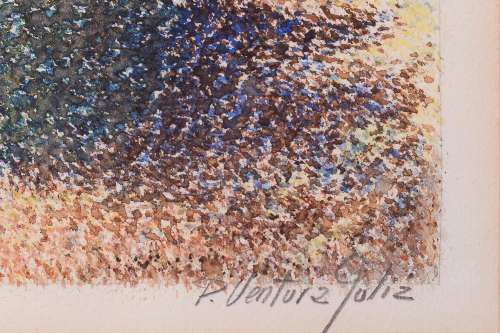 Pere Ventura Julia - Three Pointillist Watercolours