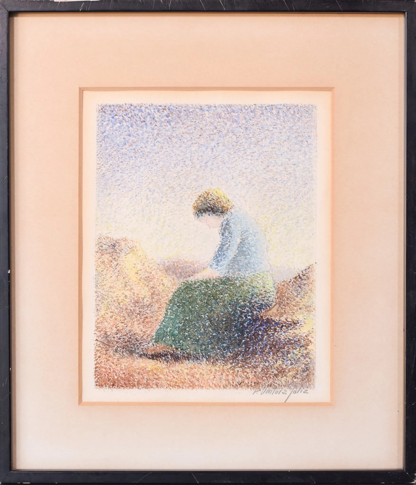 Pere Ventura Julia - Three Pointillist Watercolours