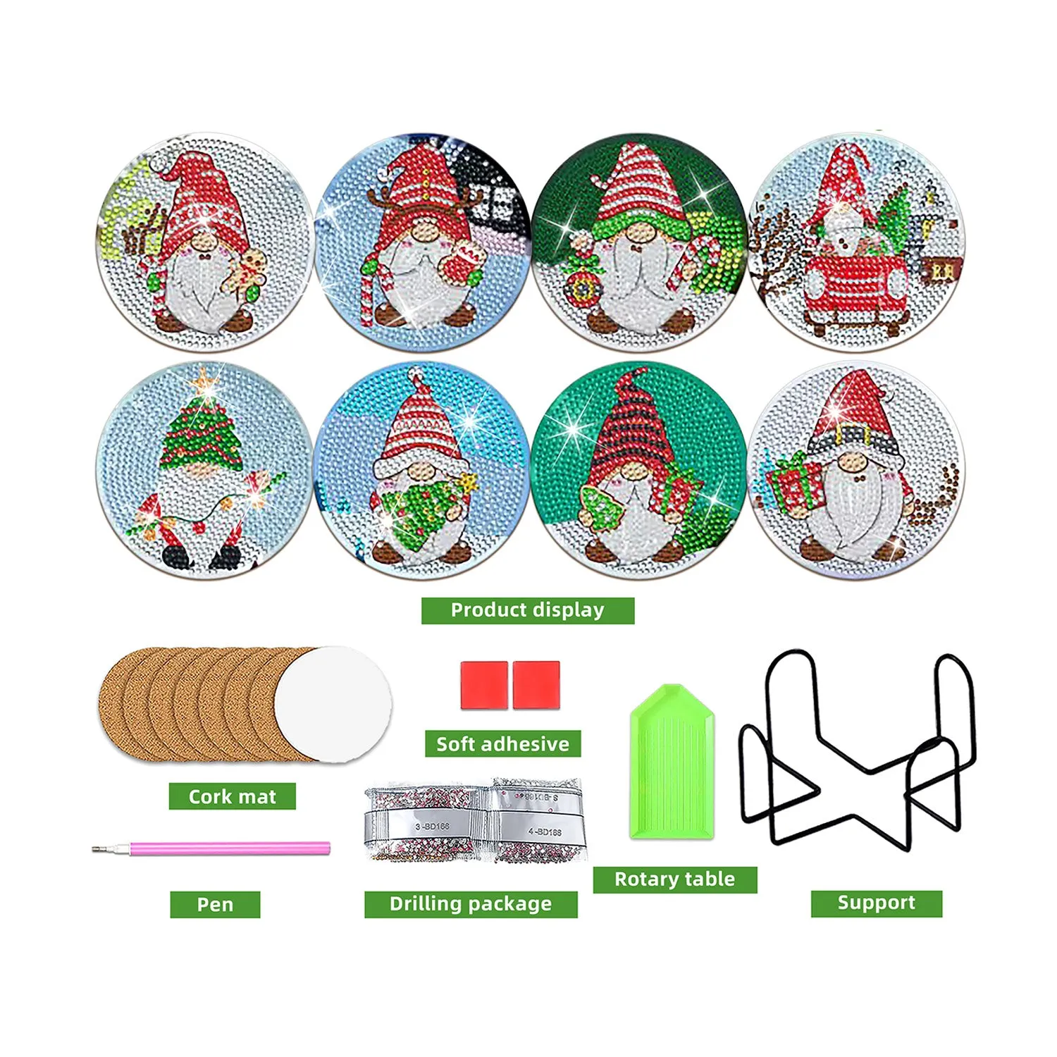 Poppy Crafts Diamond Coaster Kit #1 - Gnome Christmas