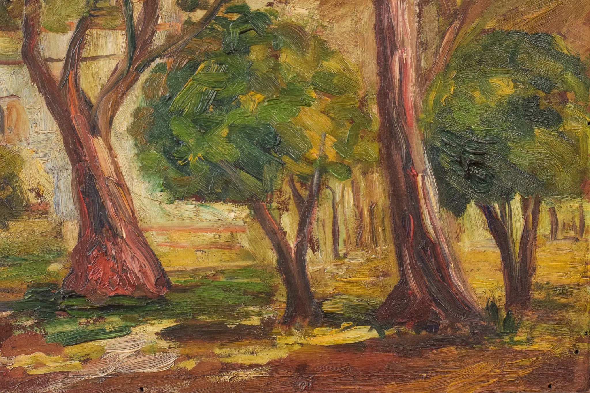 Post Impressionist - Oil of Trees and Building