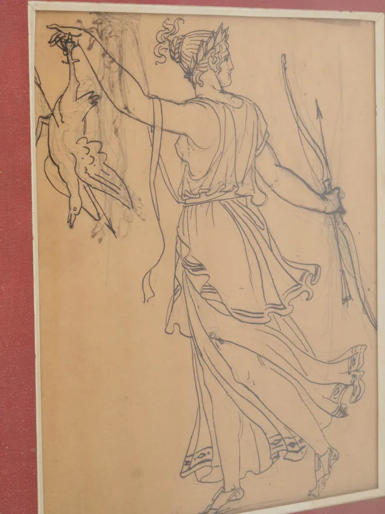 Preparatory Drawing of Diana the Huntress by James Pradier (1792-1852) - 15¼" x 12½"