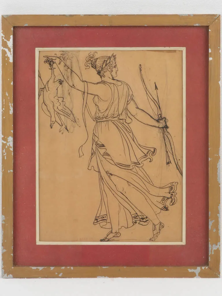 Preparatory Drawing of Diana the Huntress by James Pradier (1792-1852) - 15¼" x 12½"