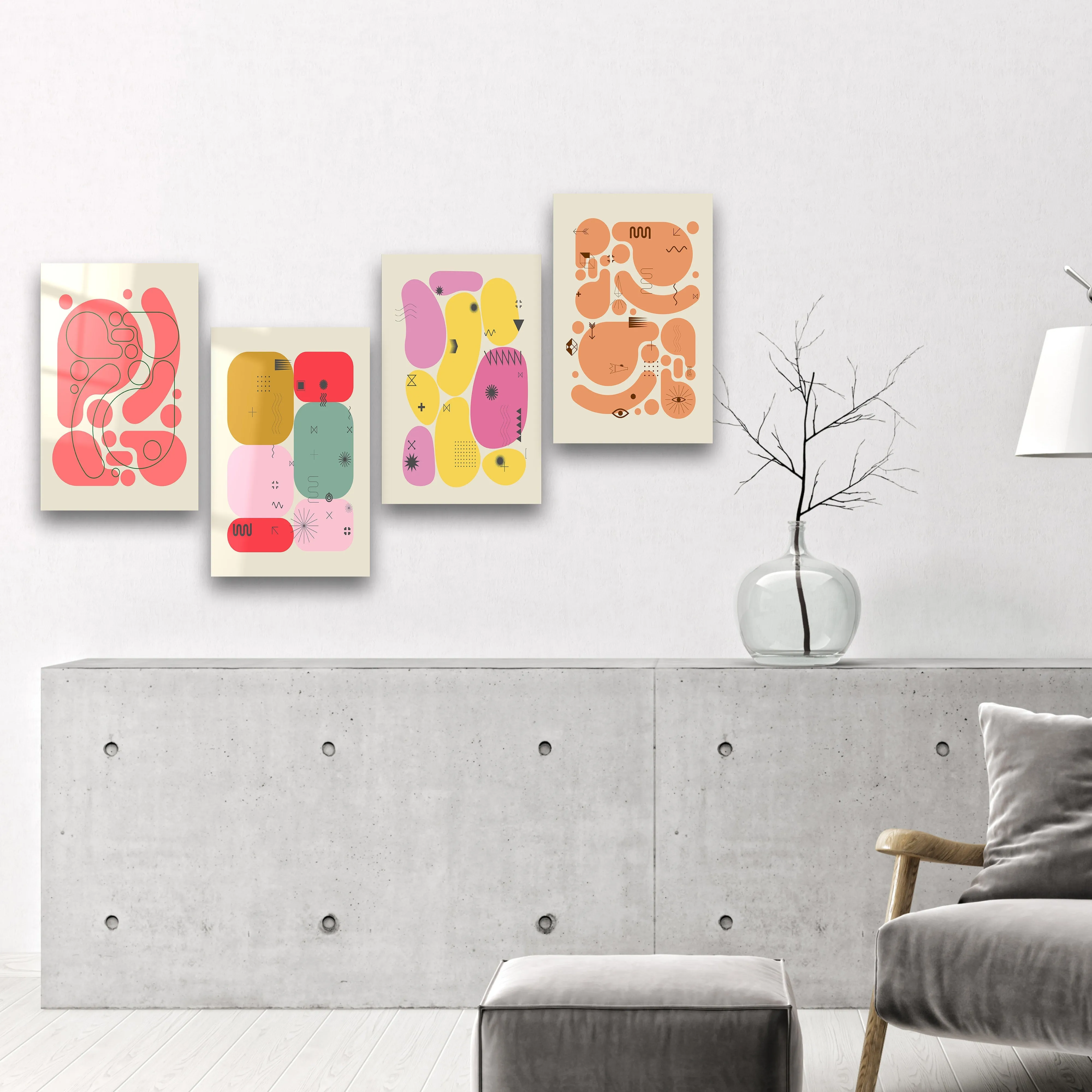 ."Abstract Quadro". Contemporary Gallery Collection Glass Wall Art