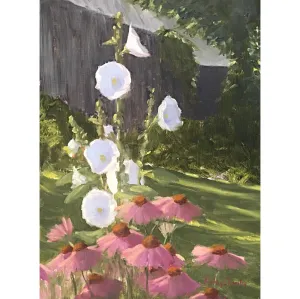 "Hollyhocks and Coneflowers" Study