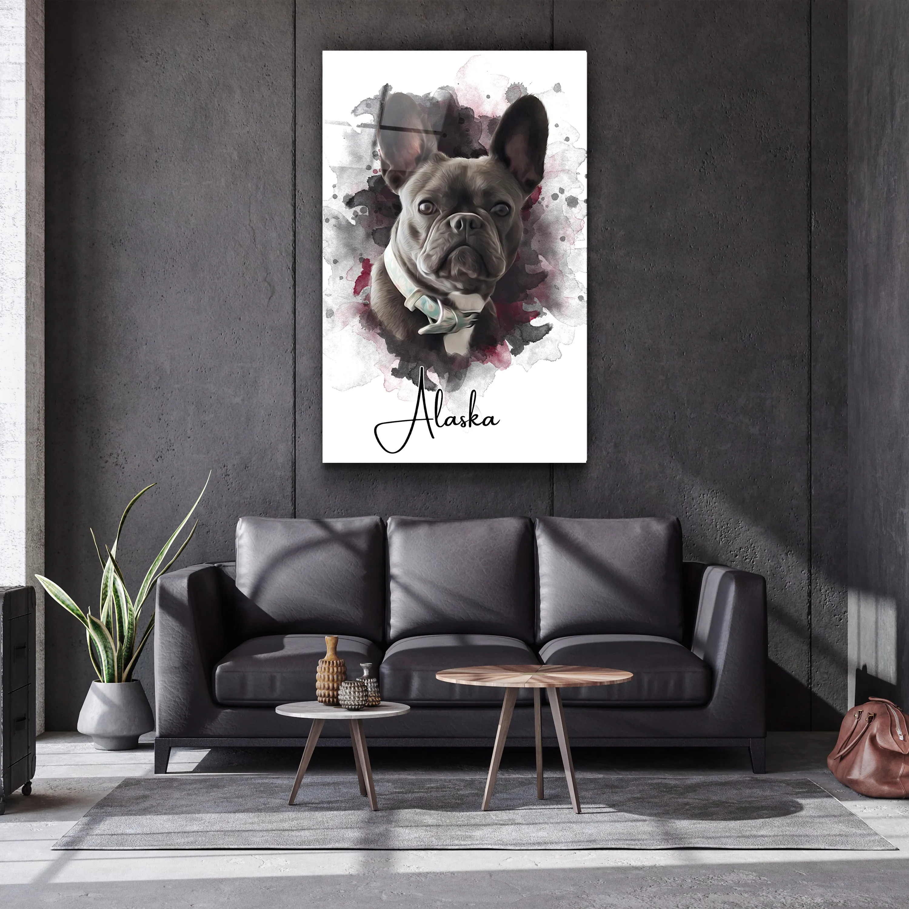 ."Watercolor Portrait - You & Your Pet - Custom Printing". Glass Wall Art