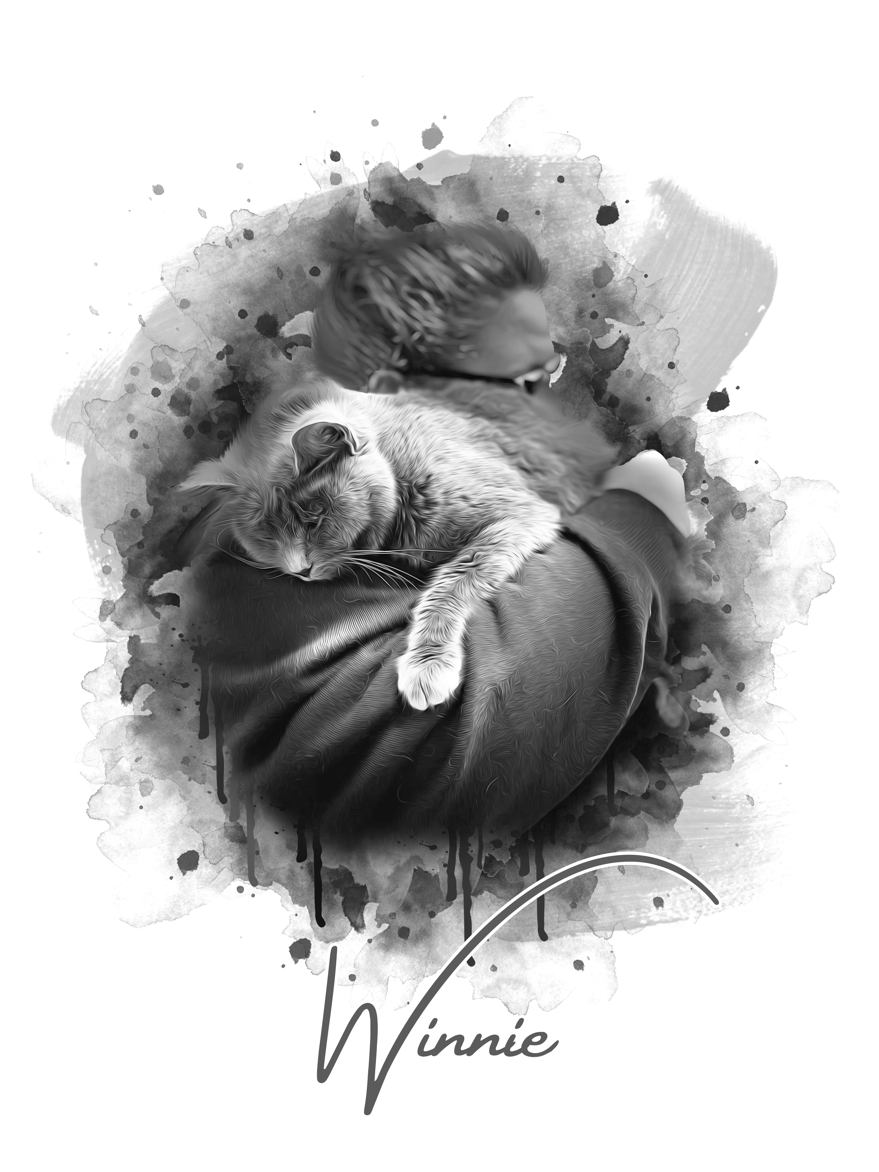 ."Watercolor Portrait - You & Your Pet - Custom Printing". Glass Wall Art