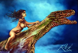 Rick Melton - Suzi Does A Dragon - Suzi Shaw - Art Print