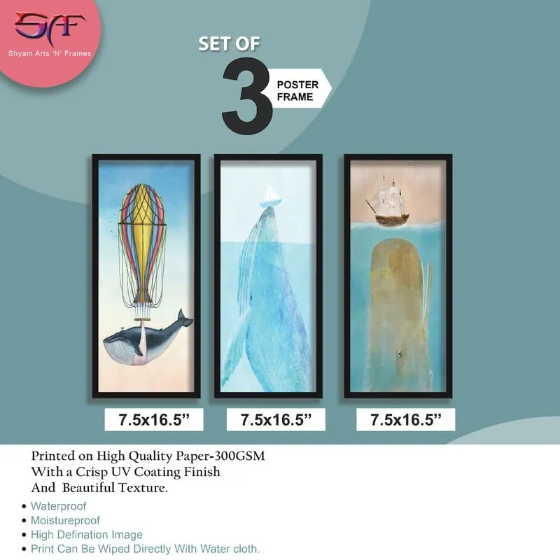 SAF paintings Sea And Dolphin Black frame painting for Wall Decoration,Home and office OL-SANFLP33506