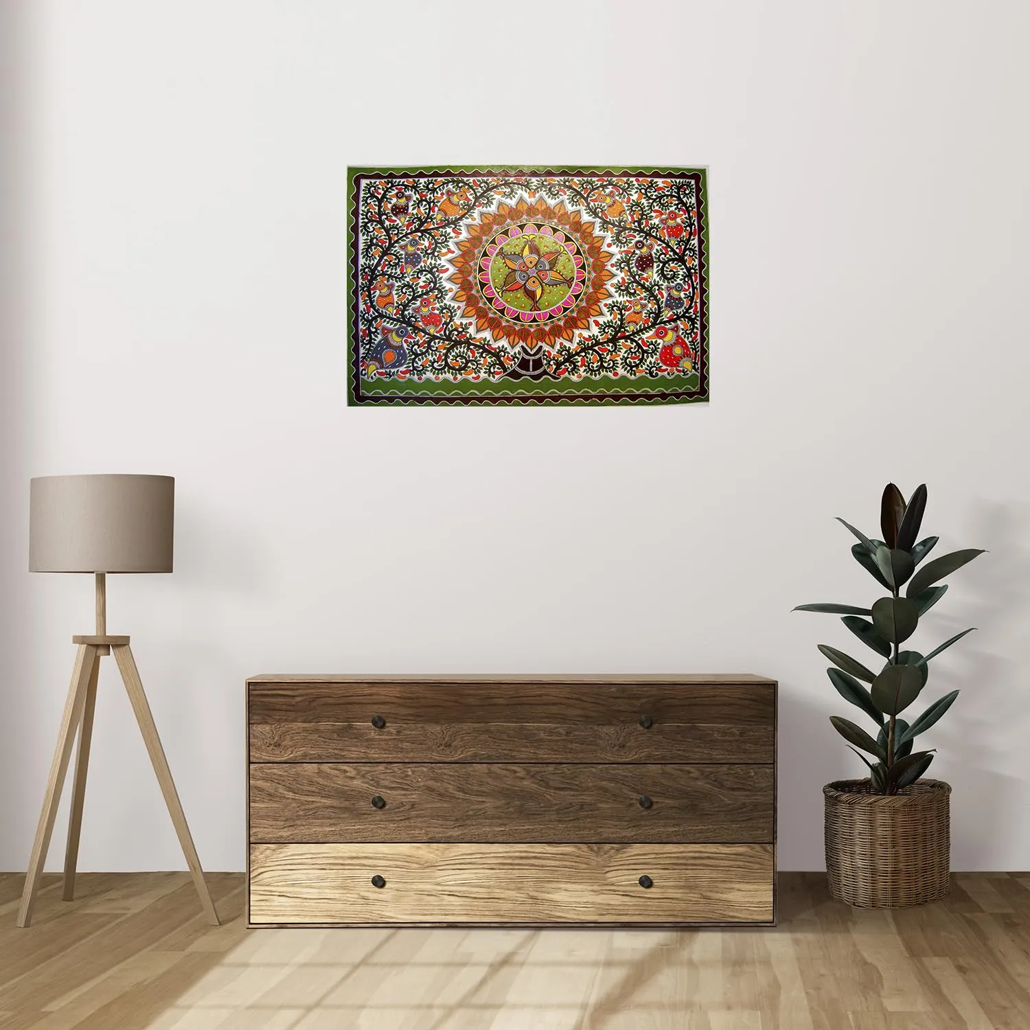 SCPmarts Madhubani Art Canvas Painting for Home Decoration Madhubani Painting for Living room | Madhubani Unframe Traditional Canvas Paintings | Size - 24 x 16 Inches.