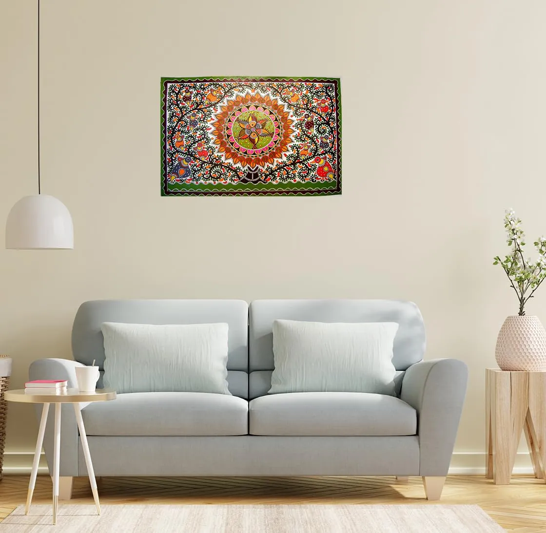 SCPmarts Madhubani Art Canvas Painting for Home Decoration Madhubani Painting for Living room | Madhubani Unframe Traditional Canvas Paintings | Size - 24 x 16 Inches.