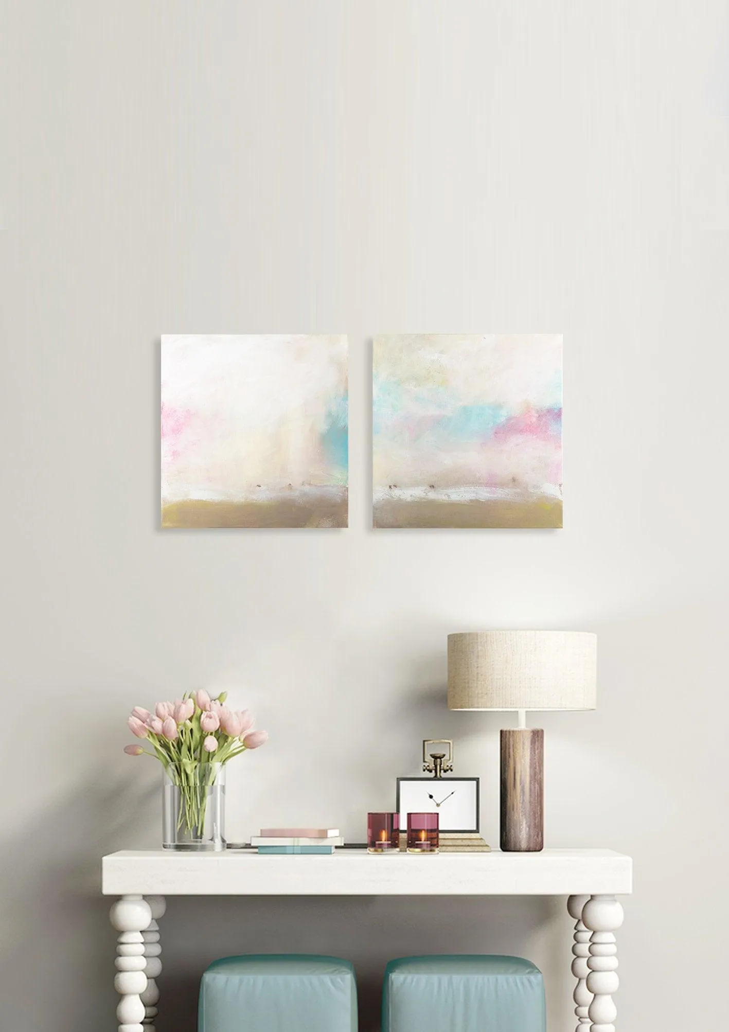 Set of 2 Abstract art abstract minimalist seascape painting canvas art wall art sea art by Camilo Mattis