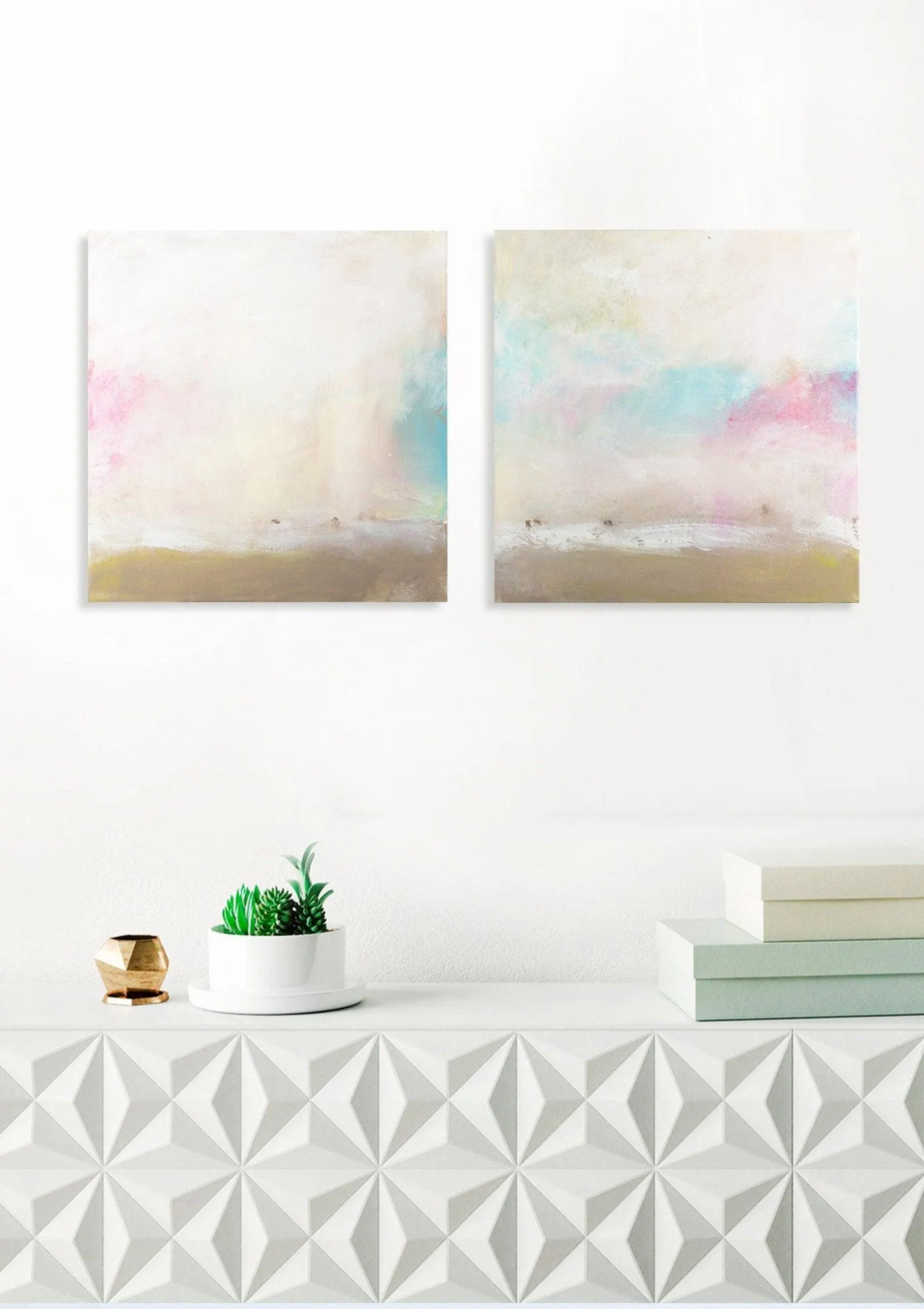 Set of 2 Abstract art abstract minimalist seascape painting canvas art wall art sea art by Camilo Mattis