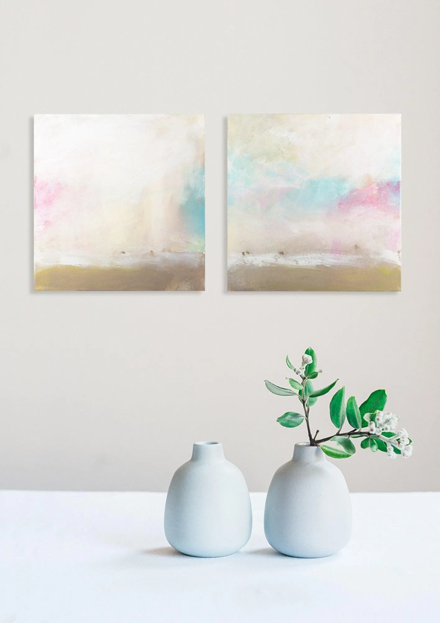 Set of 2 Abstract art abstract minimalist seascape painting canvas art wall art sea art by Camilo Mattis