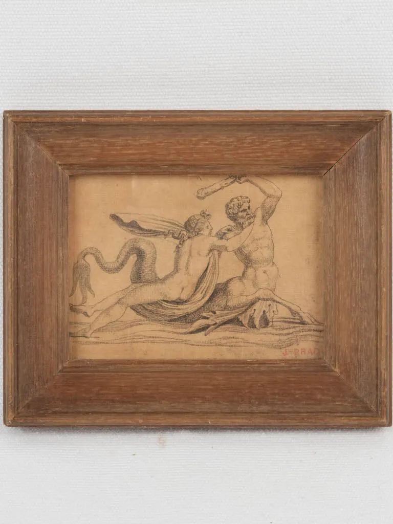 Small Preparatory Drawing of Hercules & the Lernaean Hydra by James Pradier (1792-1852) - 6" x 7"