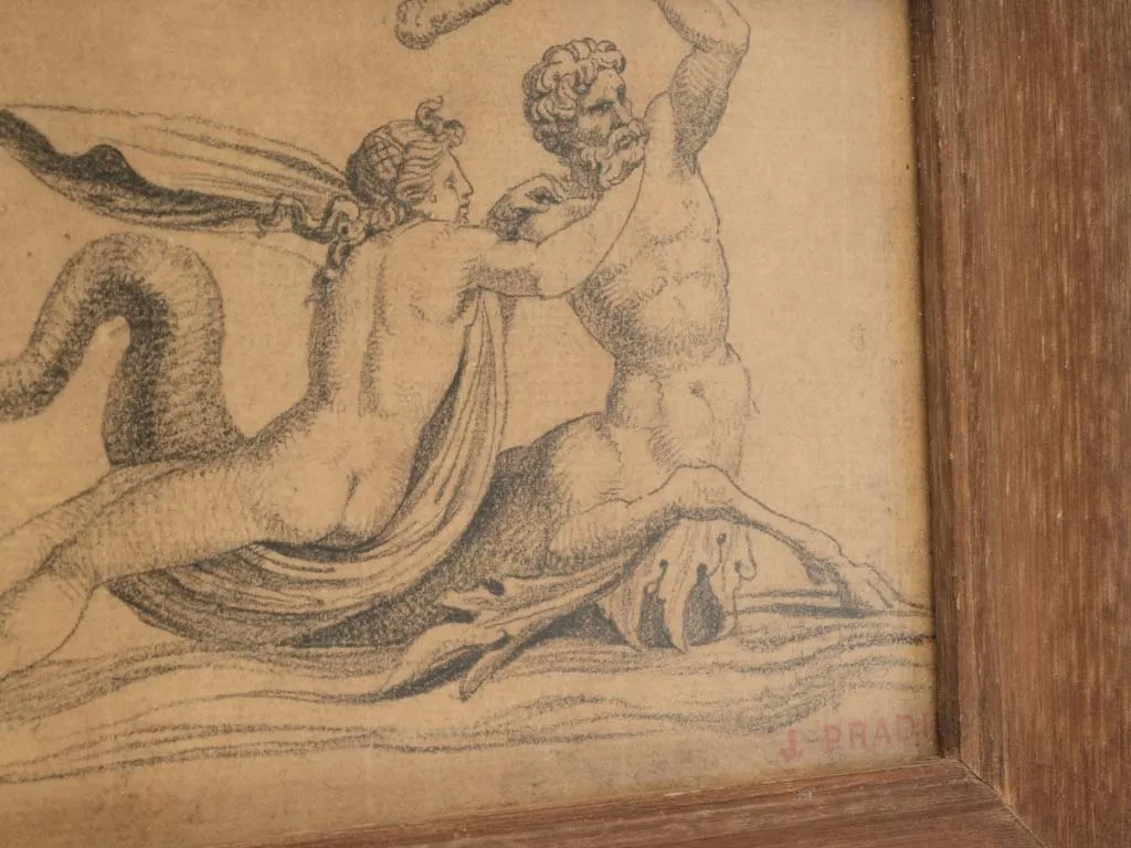 Small Preparatory Drawing of Hercules & the Lernaean Hydra by James Pradier (1792-1852) - 6" x 7"