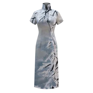 SPARKLE COLLECTION x HKMoA【BAMBOO IN SNOW】100% Silk Cheongsam (Short Sleeve) (高風亮節) (高劍父)