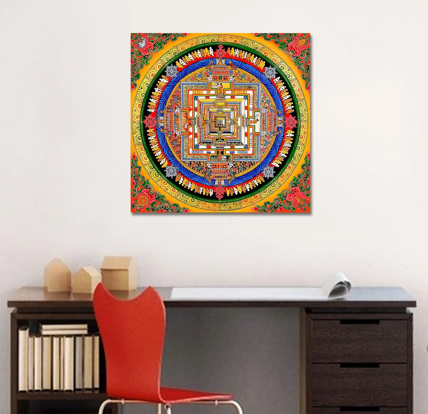 Tamatina Mandala Art Canvas Painting | Kalachakra Mandala|Size - 24X24 Inches.p73