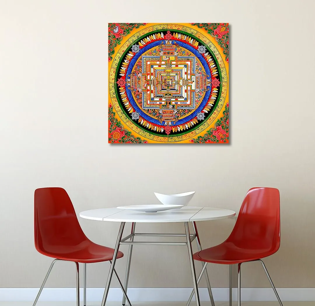 Tamatina Mandala Art Canvas Painting | Kalachakra Mandala|Size - 24X24 Inches.p73