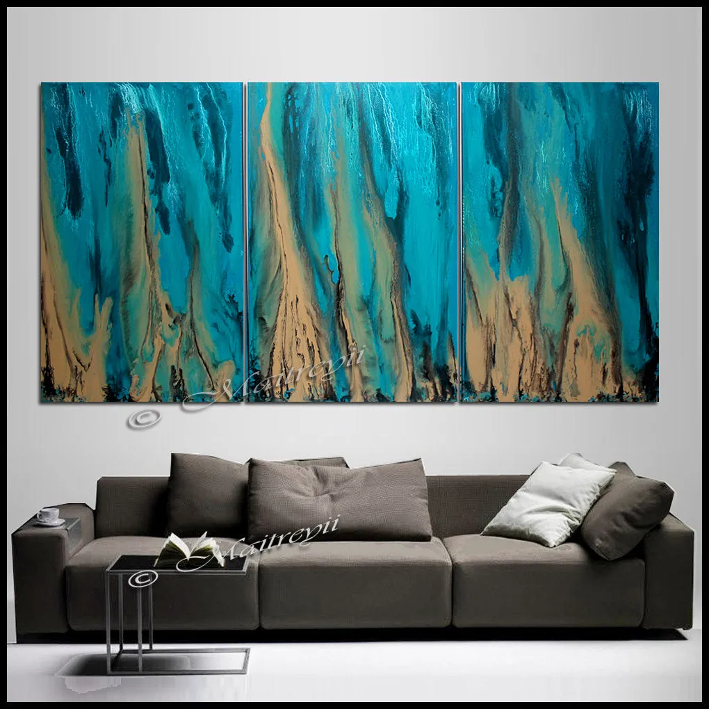 Teal Ocean Paintings Abstract art Ocean Beach Decor Turquoise Large Painting Wall Art- Ocean Beauty  88