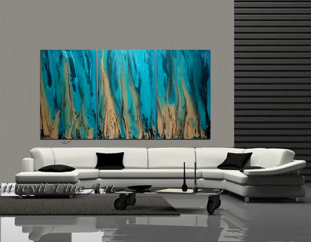 Teal Ocean Paintings Abstract art Ocean Beach Decor Turquoise Large Painting Wall Art- Ocean Beauty  88