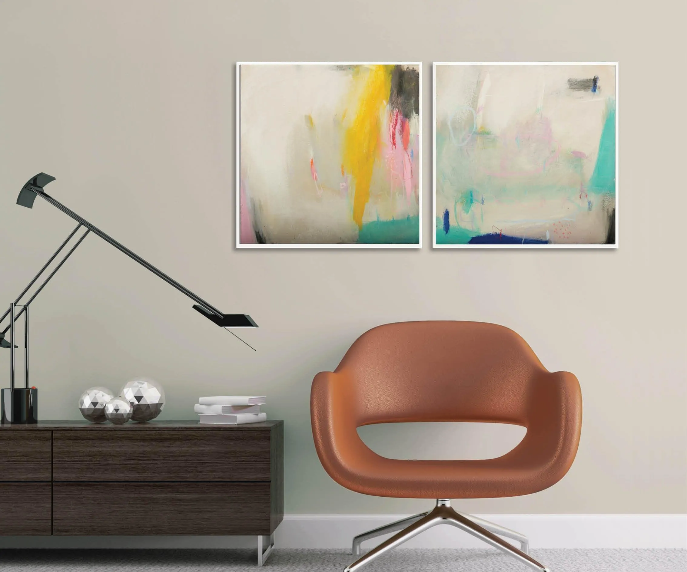 Teal Pink Wall art set, extra large wall art set, original painting wall set, Abstract art wall decor