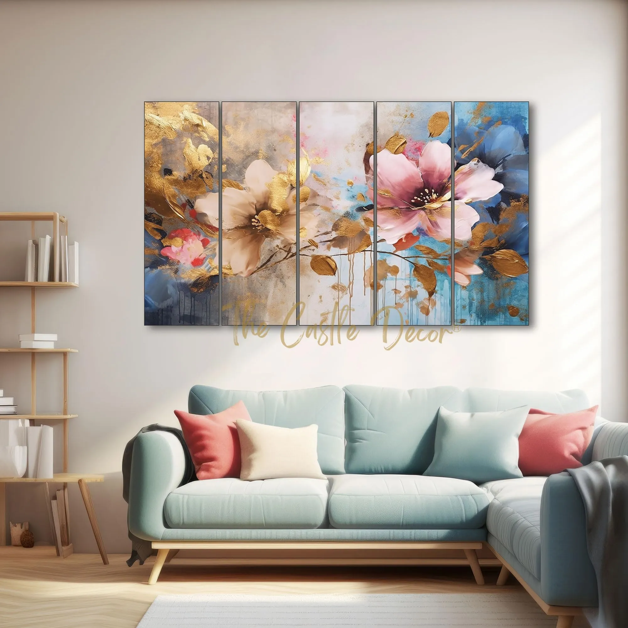 The Castle Decor Flower abstract painting with frame 5 Big Size (27x48) Wall Art for living room,Bedroom,Drawing room,Hotels-Digital Painting