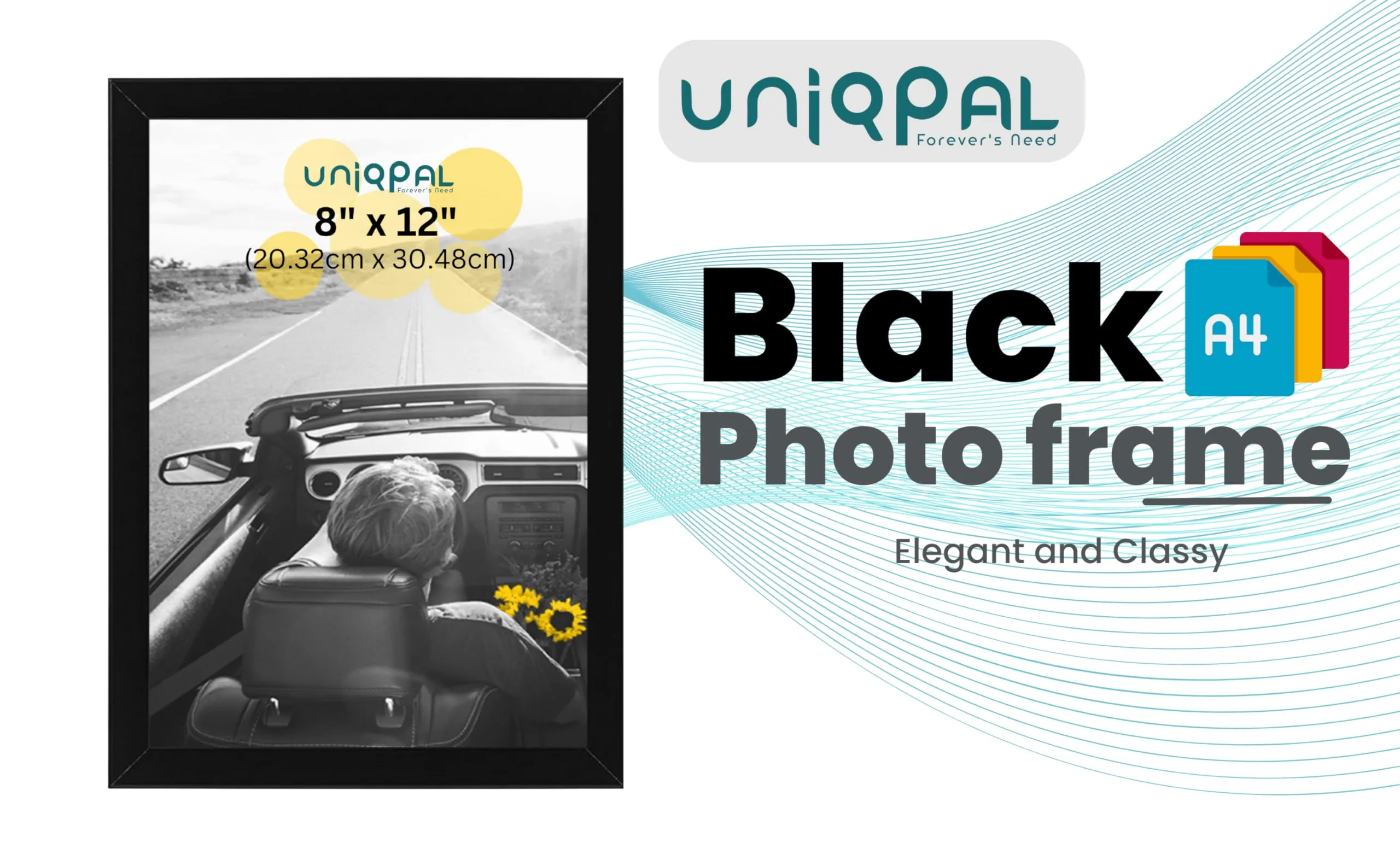 UNIQPAL Black A4 Certificate Frames for Wall Pictures-Set of 5-White Art Set for Big Photo/Certificate Decoration,Glass Frame for Photo,Stick-on Certificate, Arcylic A4 Picture Frame