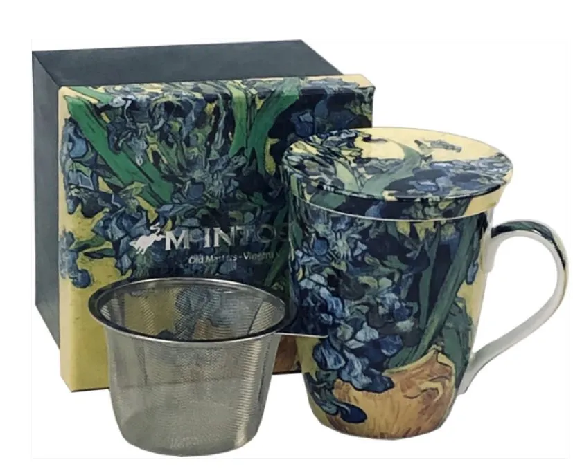 Van Gogh Irises Tea Mug with lid