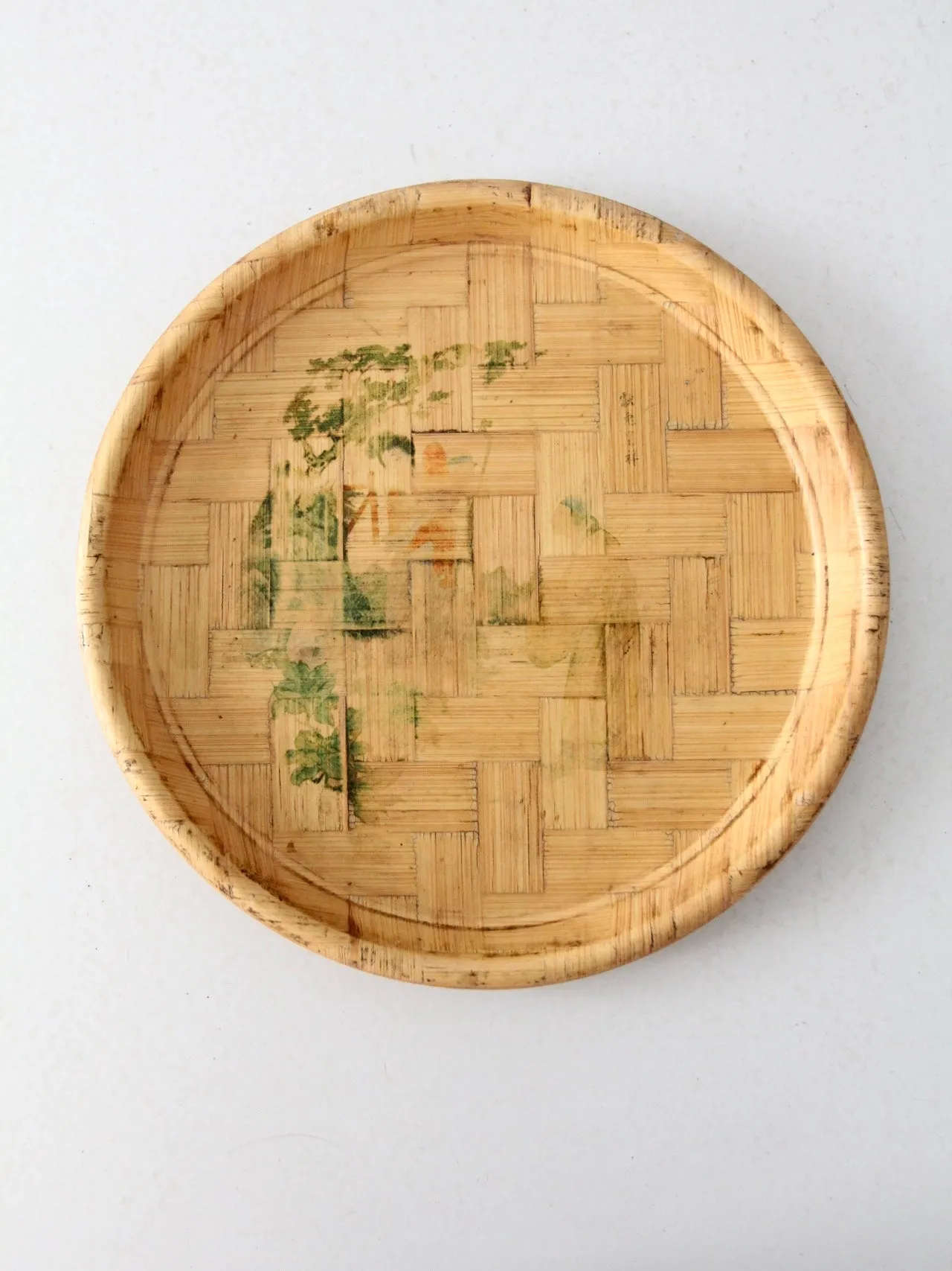 vintage Chinese bamboo plate set of 6