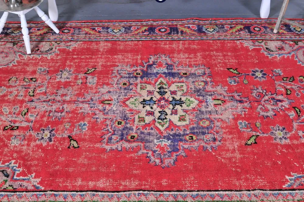 Vintage Demirci Oushak Rug 6.3ftx9.10ft