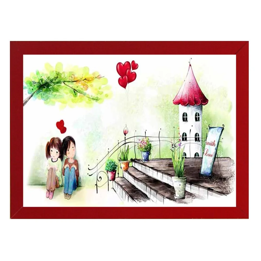 Wens Couple Think About Love Wall Art Painting (MDF, 35.5 Cm X 50.8 Cm)