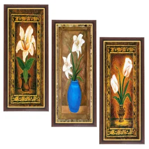 Wens 'Flower and Pot Decor' Painting (MDF, 18 cm x 43 cm, Multicolour, WSPC-9062)