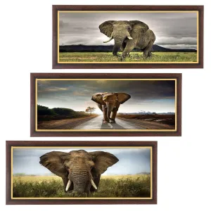 Wens 'Marching Elephant' Painting (MDF, 18 cm x 43 cm, Multicolour)