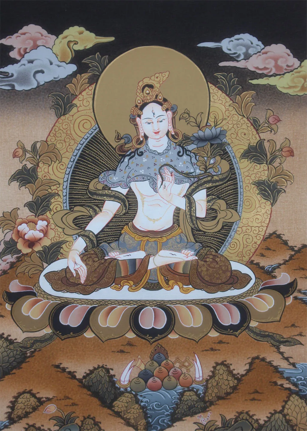 White Tara Tibetan Thangka Painting-40x30cm