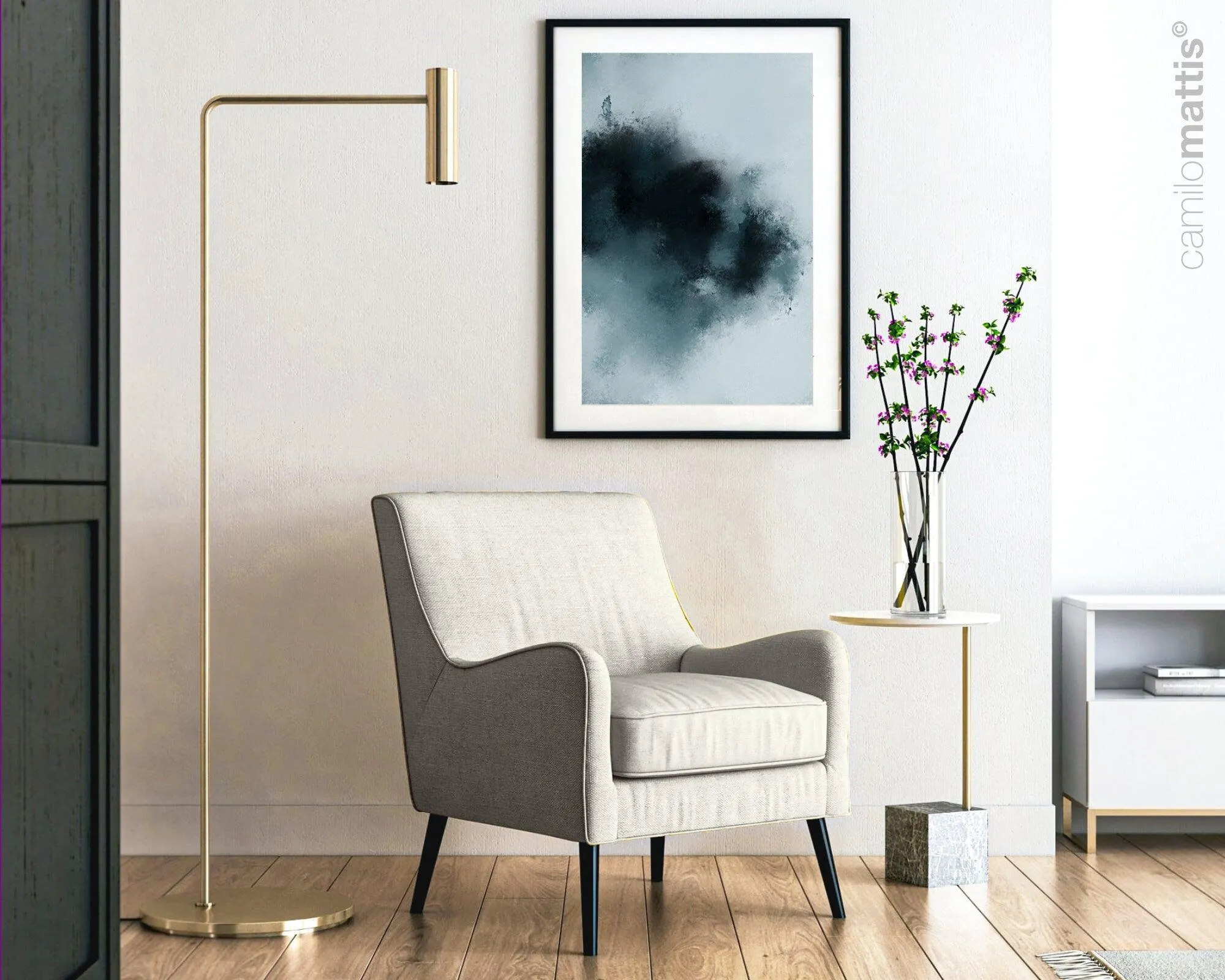 Zen Minimalist wall art print, Apartment decor abstract painting print